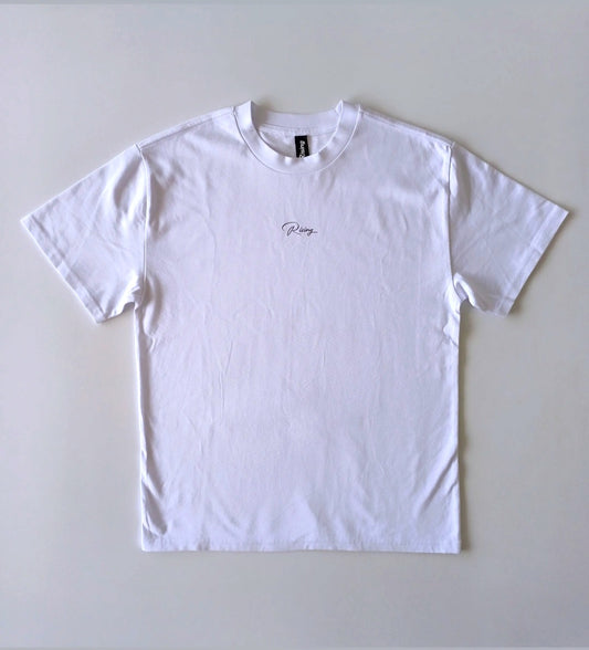 Heavy Box Tee. White/Black print