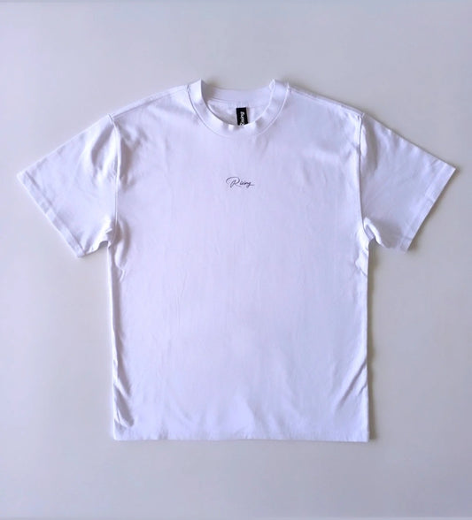 Heavy Box Tee. White/Black print