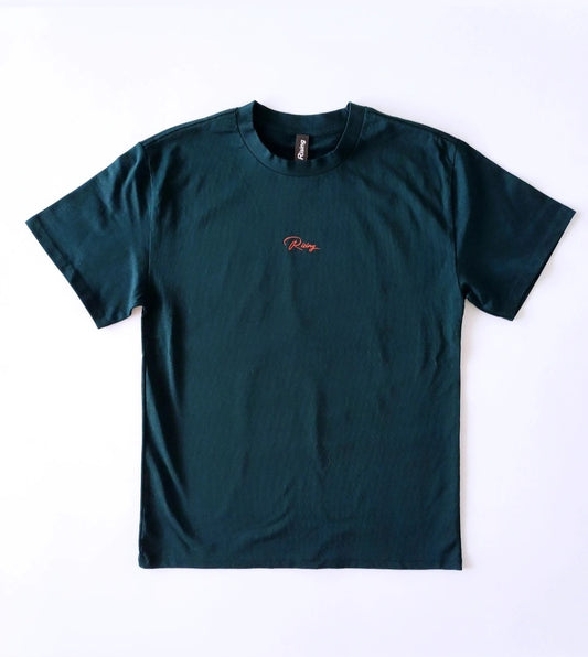 Heavy Box Tee  Pine green/Orange print